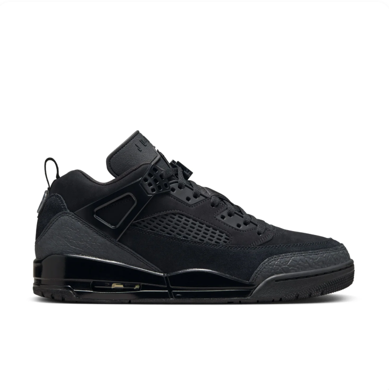 Jordan All-Black Sneakers with Textured Overlays and Visible Heel Window