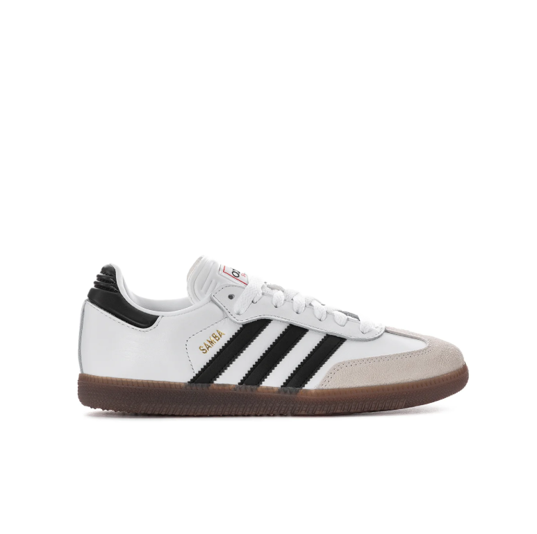 adidas Samba White and Black Sneakers with Gum-Colored Sole