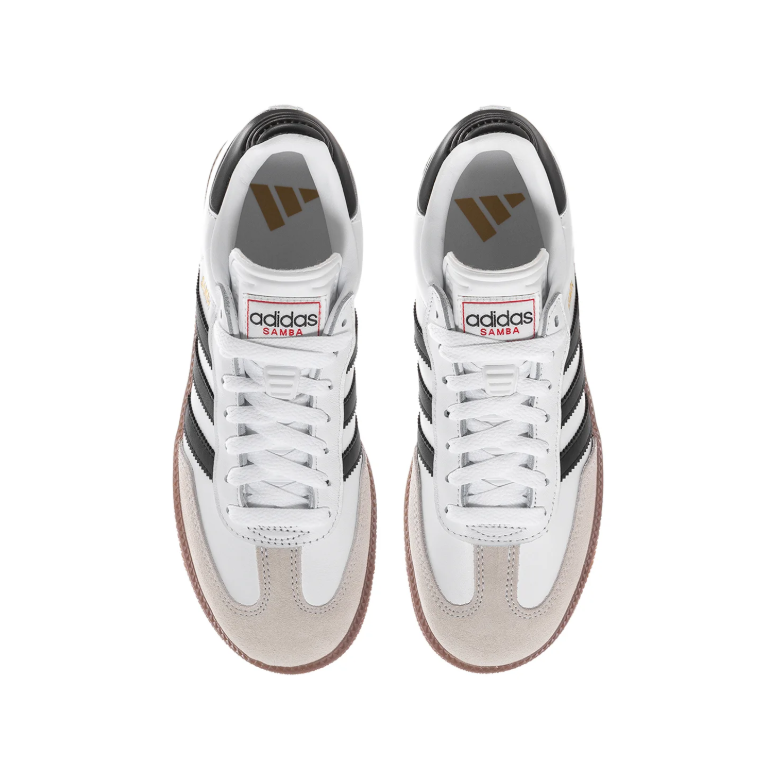 adidas Samba White and Black Sneakers with Gum-Colored Sole