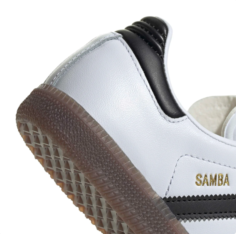 adidas Samba White and Black Sneakers with Gum-Colored Sole