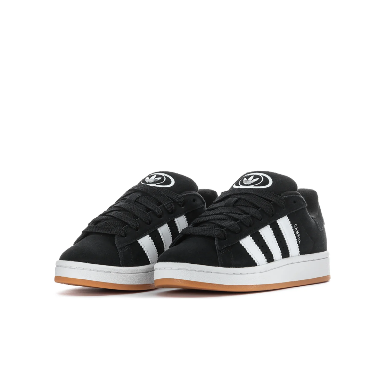 adidas Campus Black and White Low-Top Sneakers with Gum-Colored Outsole