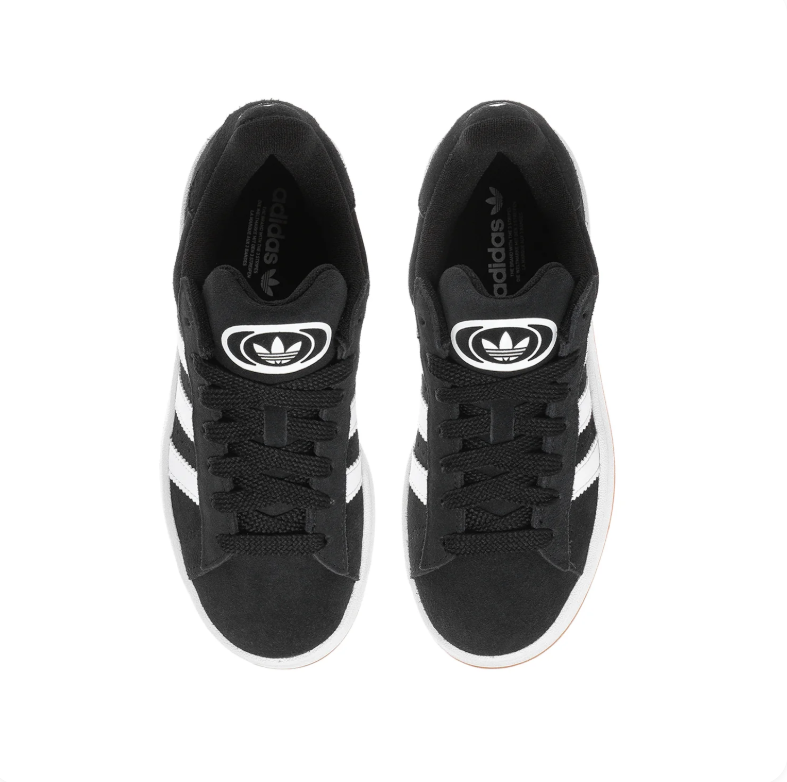 adidas Campus Black and White Low-Top Sneakers with Gum-Colored Outsole