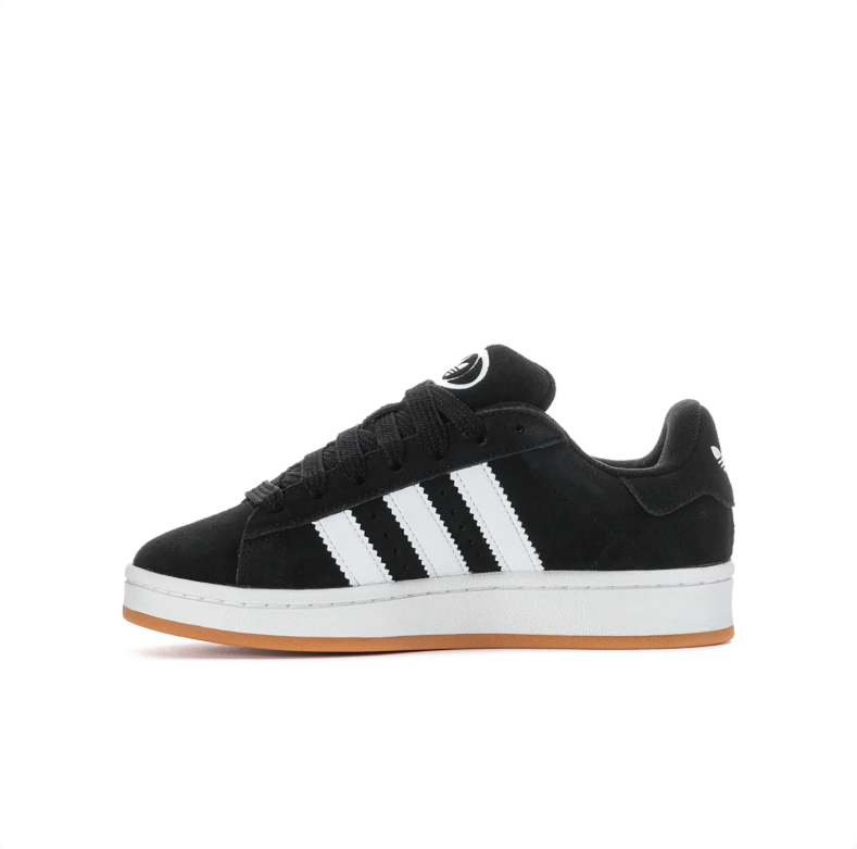 adidas Campus Black and White Low-Top Sneakers with Gum-Colored Outsole