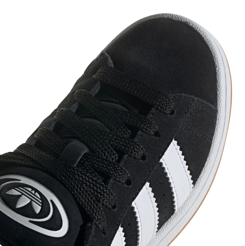 adidas Campus Black and White Low-Top Sneakers with Gum-Colored Outsole