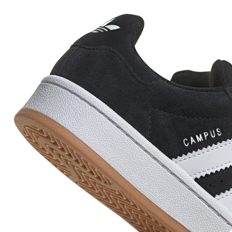 adidas Campus Black and White Low-Top Sneakers with Gum-Colored Outsole