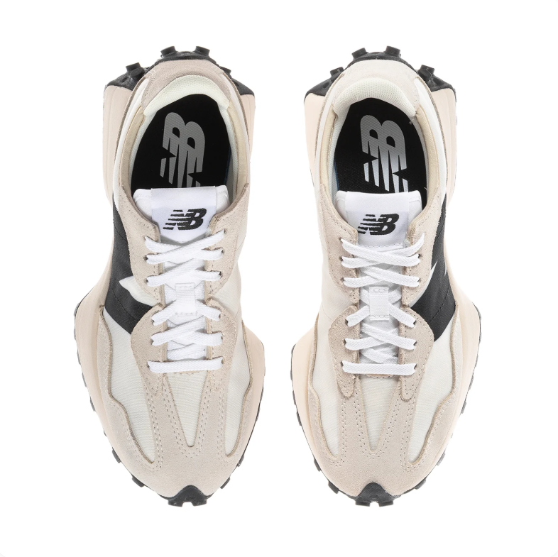New Balance White and Light Gray Sneakers with Black N Logo