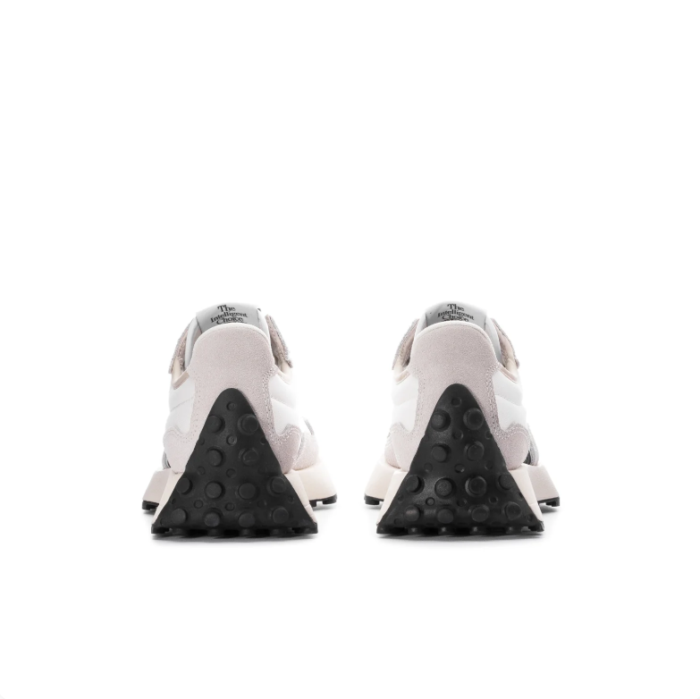 New Balance White and Light Gray Sneakers with Black N Logo