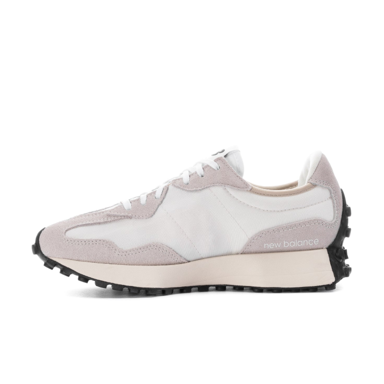 New Balance White and Light Gray Sneakers with Black N Logo