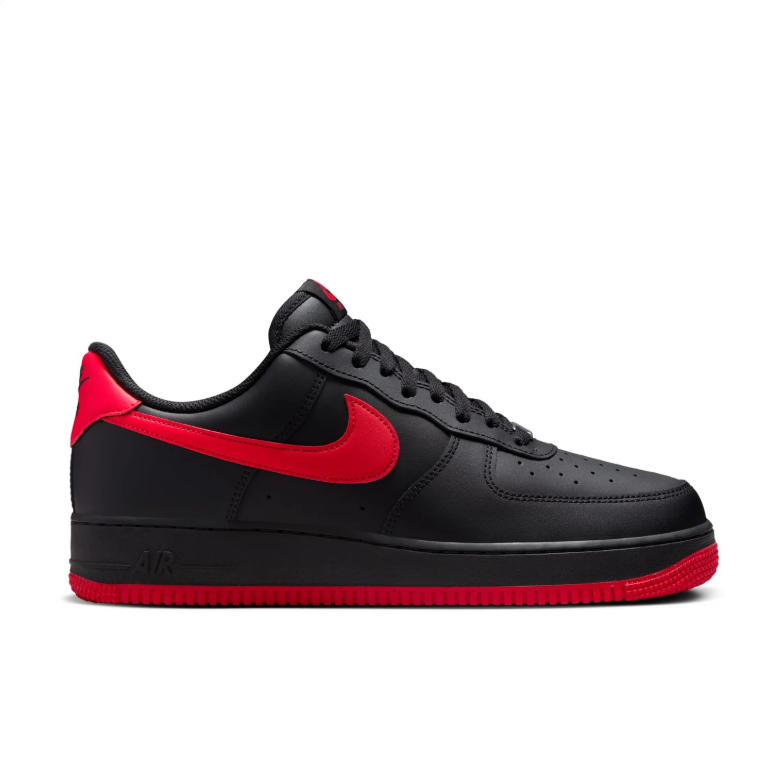 Nike Air Force 1 Black and Red Low-Top Sneakers