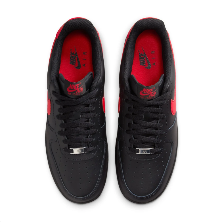 Nike Air Force 1 Black and Red Low-Top Sneakers