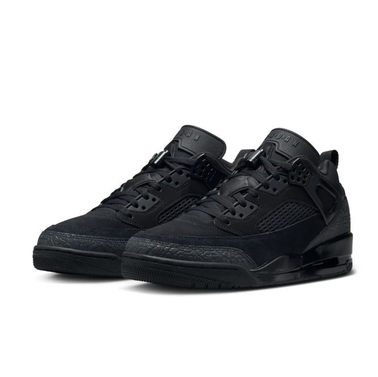 Jordan All-Black Sneakers with Textured Overlays and Visible Heel Window