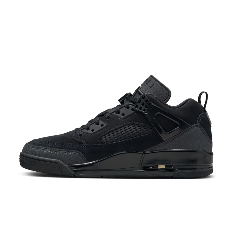 Jordan All-Black Sneakers with Textured Overlays and Visible Heel Window