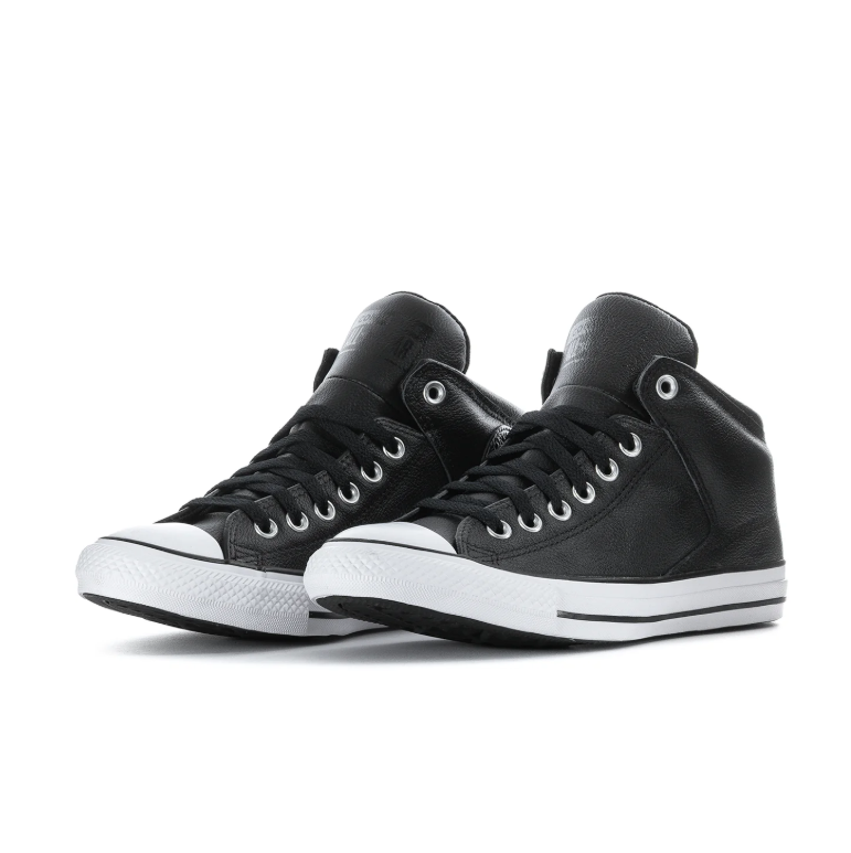 Converse All Star Black High-Top Sneakers with White Toe Cap and Sole