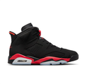 Jordan Black and Red High-Top Sneakers with Icy Blue Sole Accents