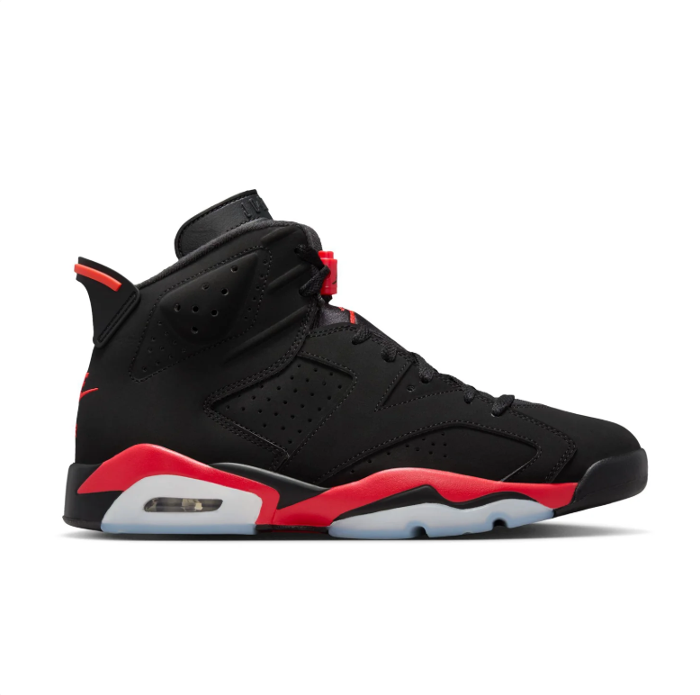 Jordan Black and Red High-Top Sneakers with Icy Blue Sole Accents