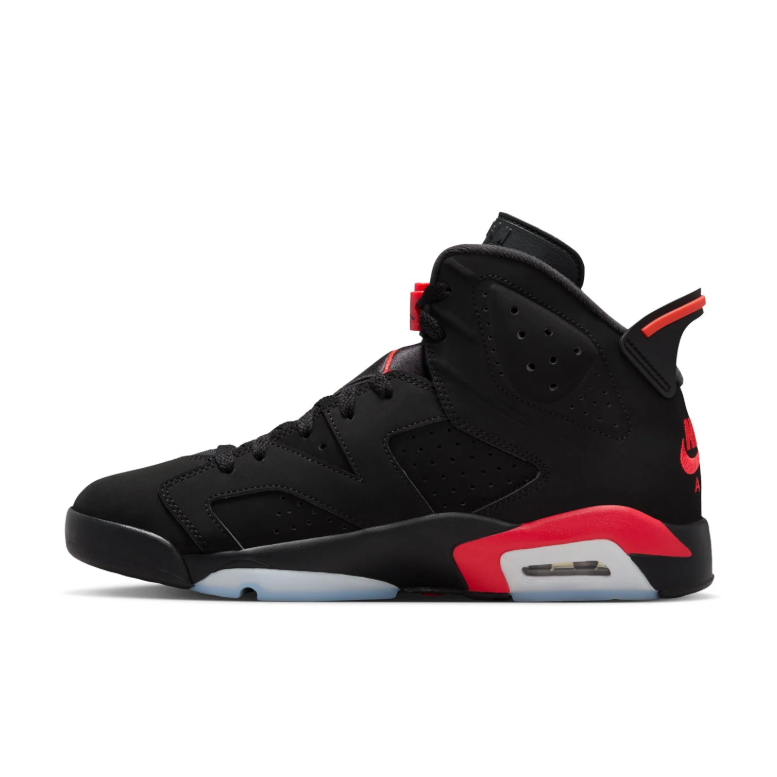 Jordan Black and Red High-Top Sneakers with Icy Blue Sole Accents
