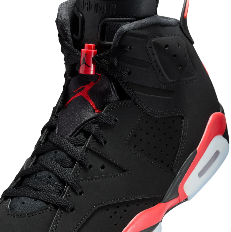Jordan Black and Red High-Top Sneakers with Icy Blue Sole Accents