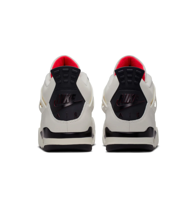 Jordan Off-White and Black Sneakers with Red Accents and Visible Heel Window