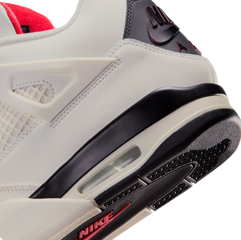 Jordan Off-White and Black Sneakers with Red Accents and Visible Heel Window