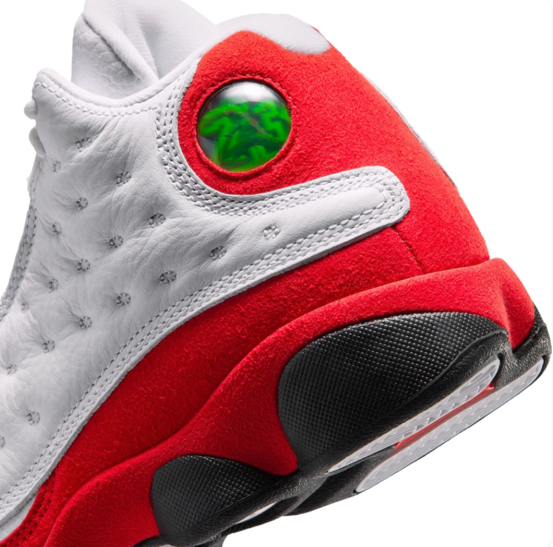 Jordan White and Red High-Top Sneakers with Dimpled Side Panels