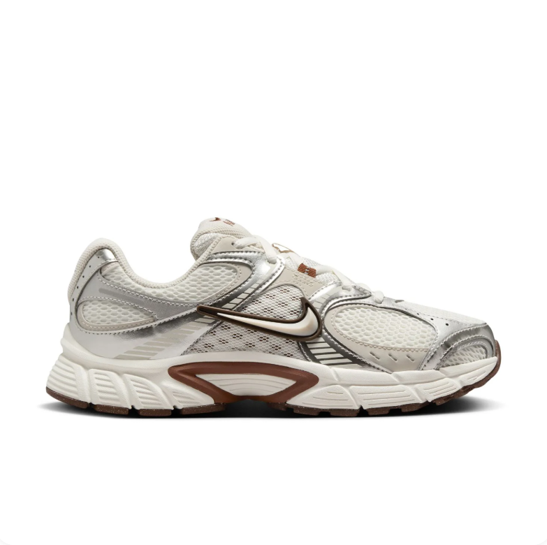 Nike Cream and Metallic Silver Sneakers with Brown Accents