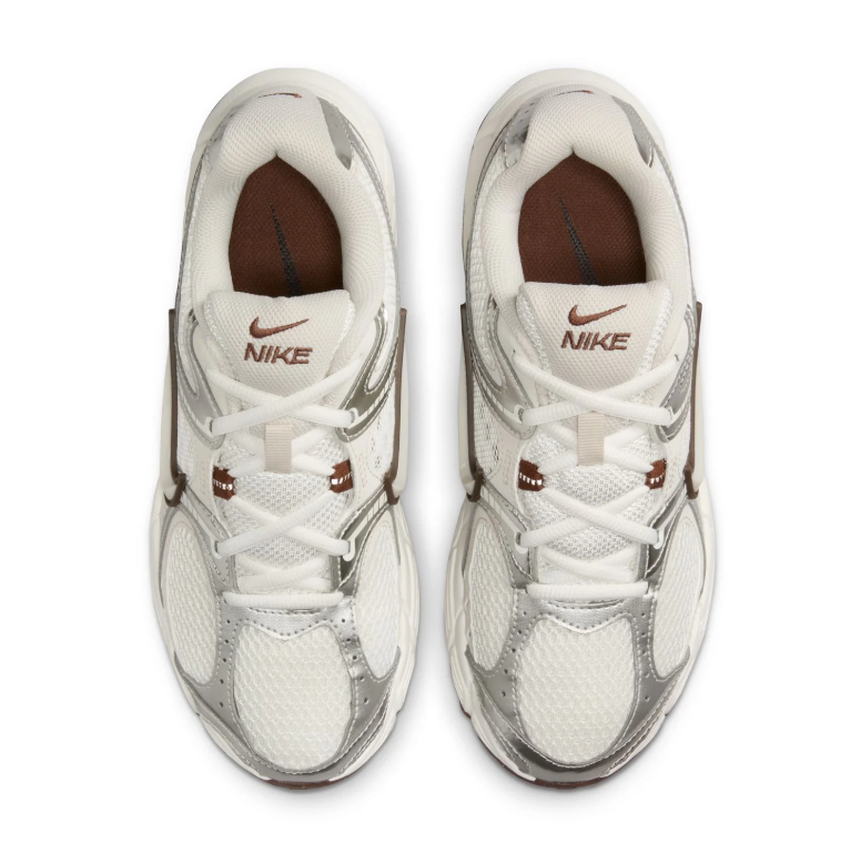 Nike Cream and Metallic Silver Sneakers with Brown Accents