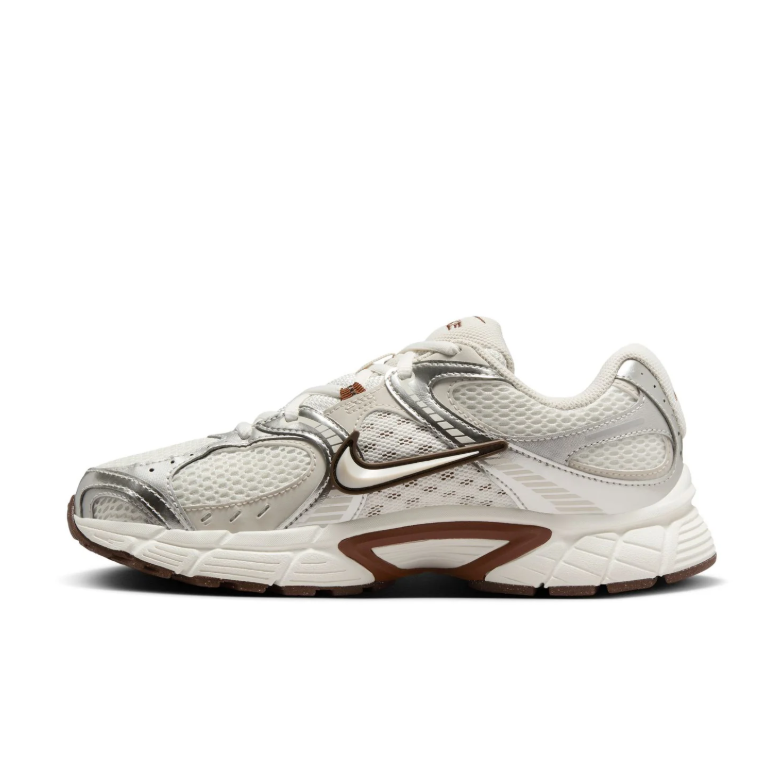 Nike Cream and Metallic Silver Sneakers with Brown Accents