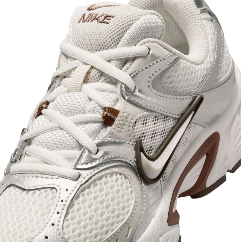 Nike Cream and Metallic Silver Sneakers with Brown Accents