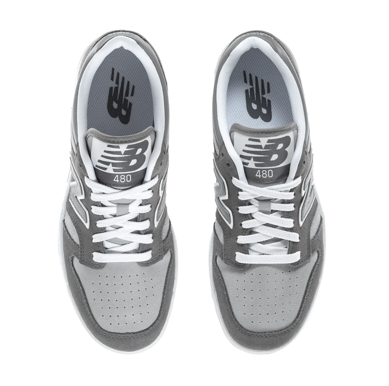 New Balance 480 Grey and White Low-Top Sneakers