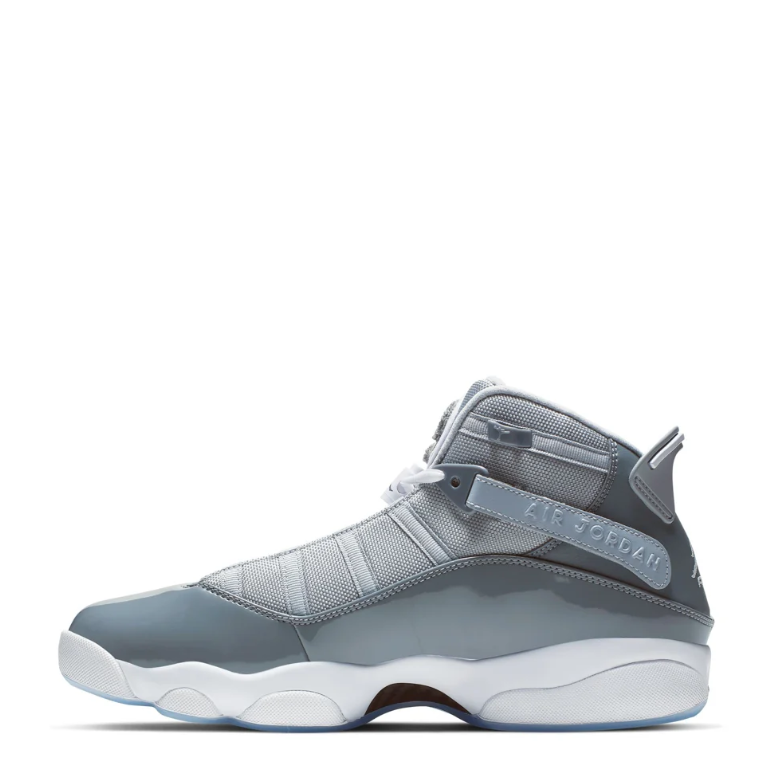 Jordan Grey and White High-Top Sneakers with Ice-Blue Sole
