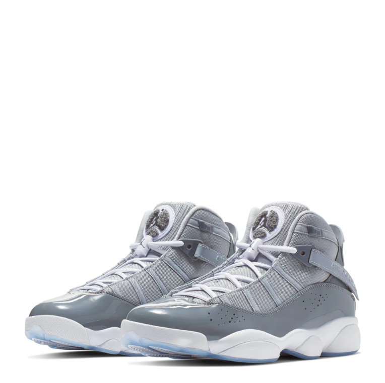 Jordan Grey and White High-Top Sneakers with Ice-Blue Sole