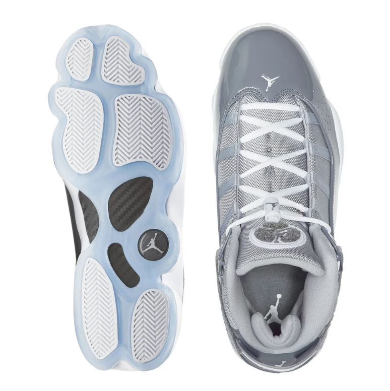 Jordan Grey and White High-Top Sneakers with Ice-Blue Sole