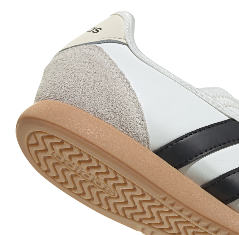 Adidas White and Black Cross-Strap Ballet Flats with Gum Sole