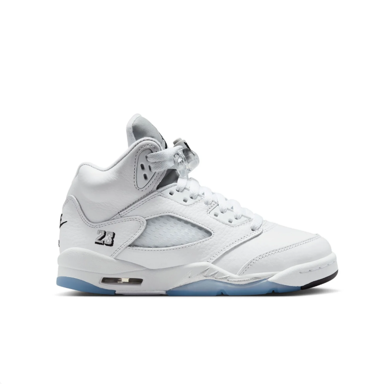 Jordan White High-Top Sneakers with Black Details and Ice-Blue Sole