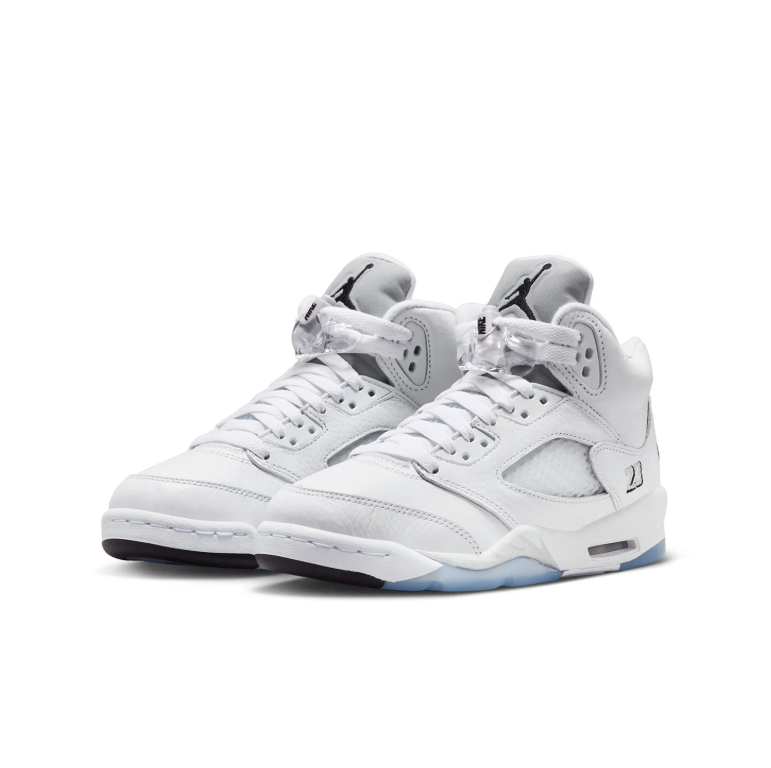 Jordan White High-Top Sneakers with Black Details and Ice-Blue Sole