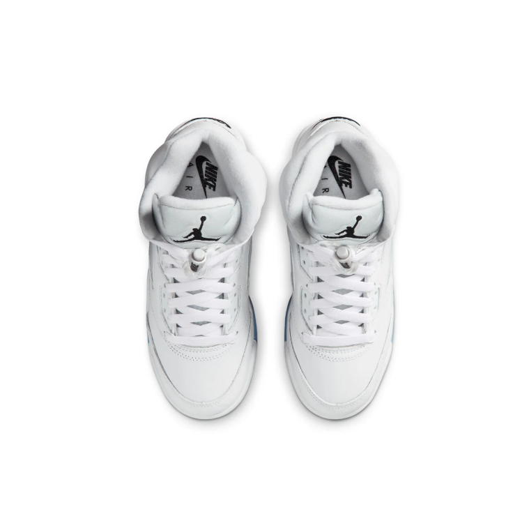 Jordan White High-Top Sneakers with Black Details and Ice-Blue Sole