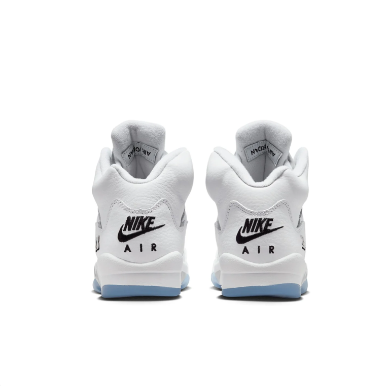 Jordan White High-Top Sneakers with Black Details and Ice-Blue Sole