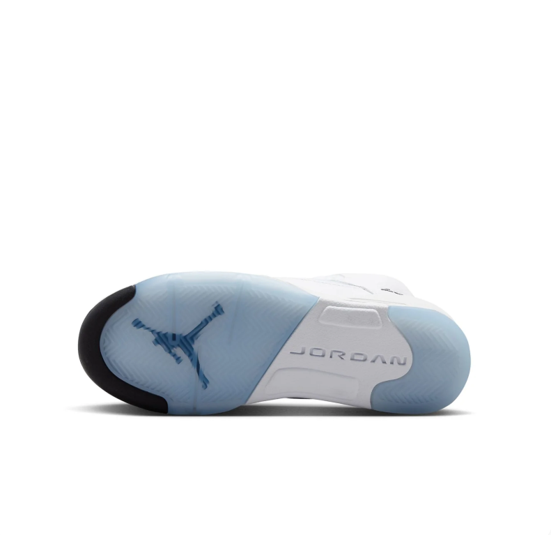 Jordan White High-Top Sneakers with Black Details and Ice-Blue Sole