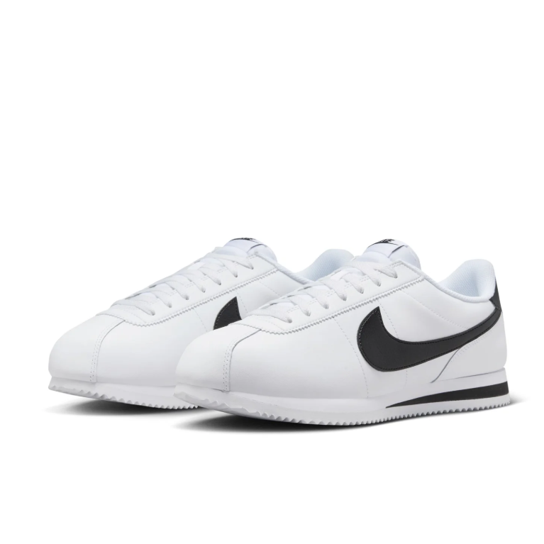 Nike White and Black Low-Top Sneakers with Herringbone Sole