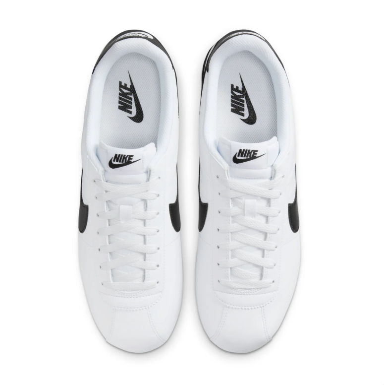 Nike White and Black Low-Top Sneakers with Herringbone Sole