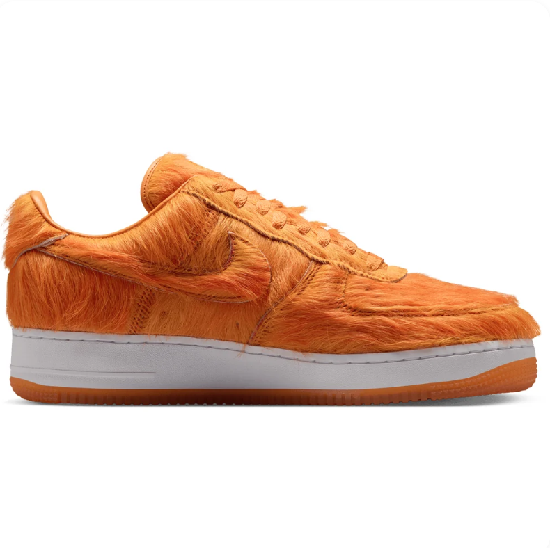 Nike Air Force 1 Orange Shaggy-Textured Low-Top Sneakers
