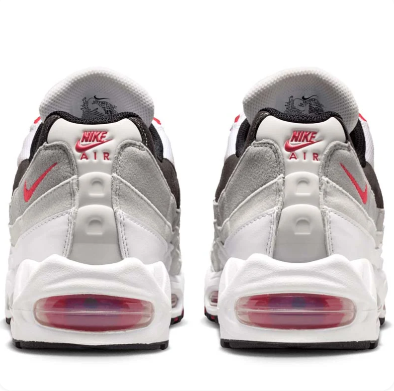 Nike Air Max White, Grey and Black Low-Top Sneakers with Red Accents