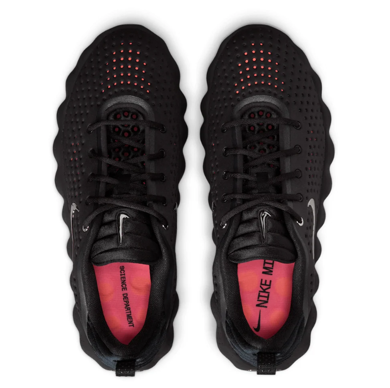 Nike Black Low-Top Sneakers with Orange Sole Pods and Silver Swooshes