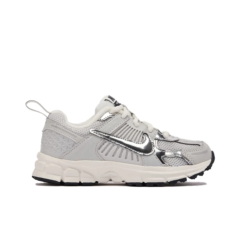 Nike White and Metallic Silver Low-Top Sneakers with Sculpted Sole