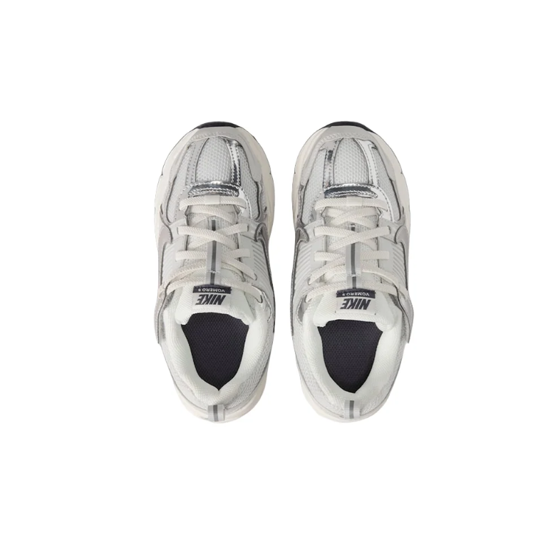 Nike White and Metallic Silver Low-Top Sneakers with Sculpted Sole