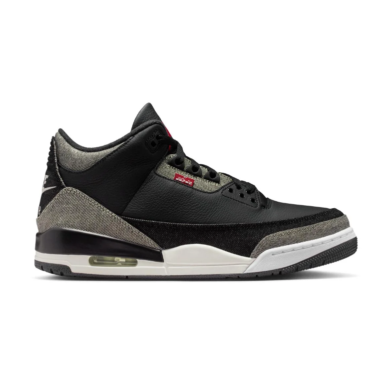 Jordan Black and Grey Textured Sneakers with Red Accents