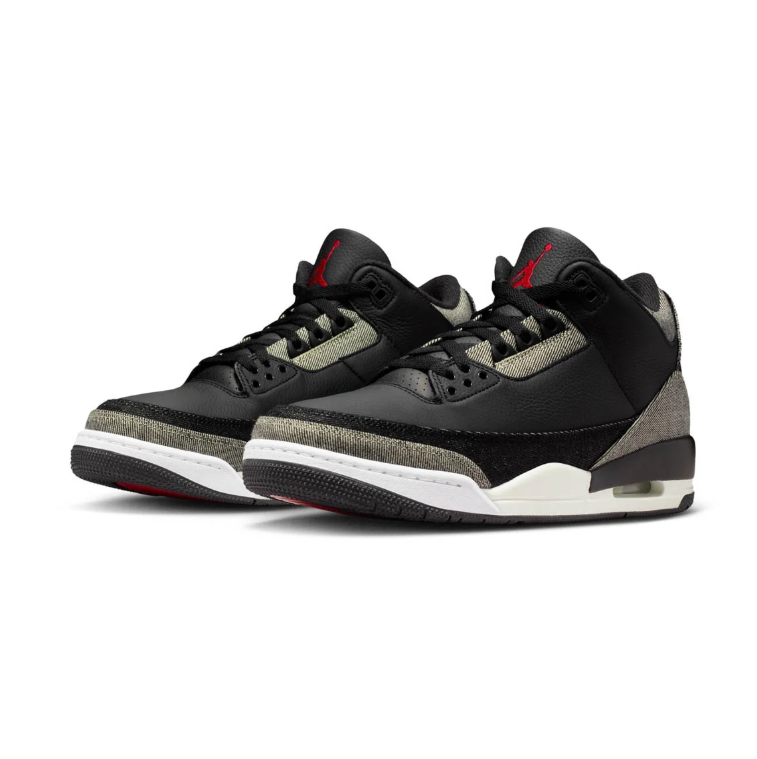 Jordan Black and Grey Textured Sneakers with Red Accents