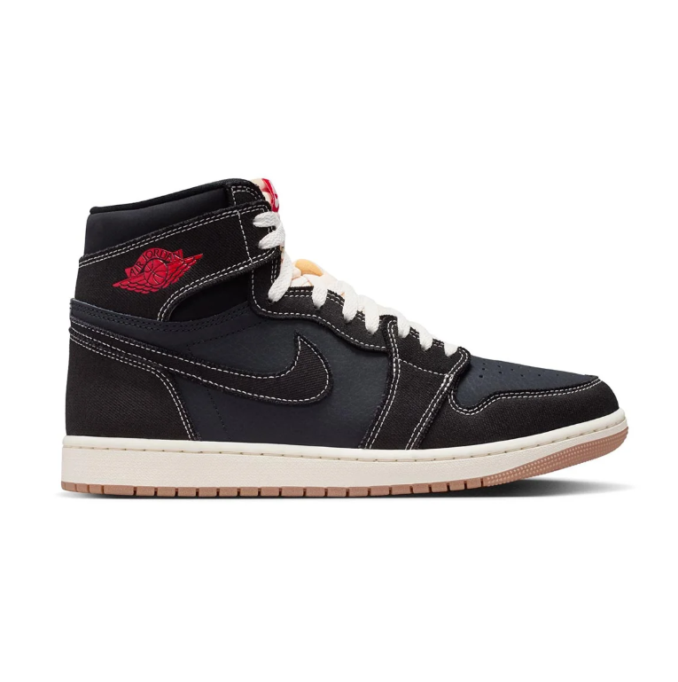 Jordan Black High-Top Sneakers with Contrast Stitching and Red Details