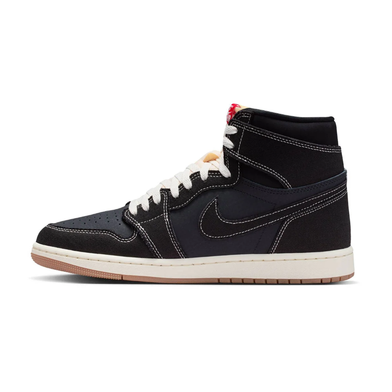 Jordan Black High-Top Sneakers with Contrast Stitching and Red Details
