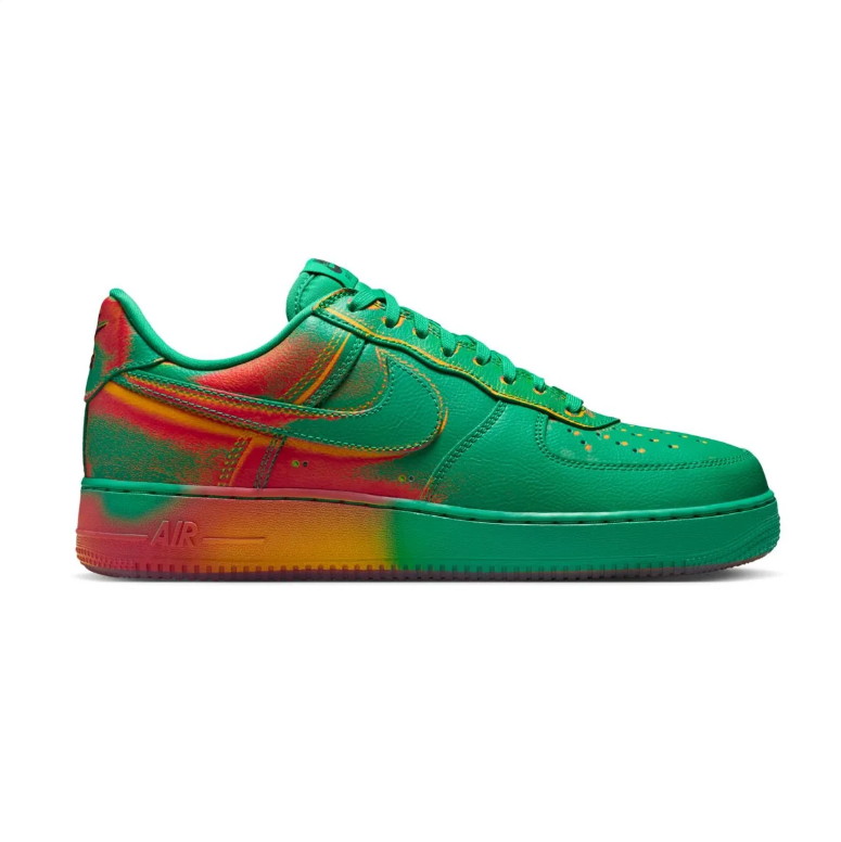 Nike Air Force 1 Low Sneakers – Green with Red and Yellow Accents
